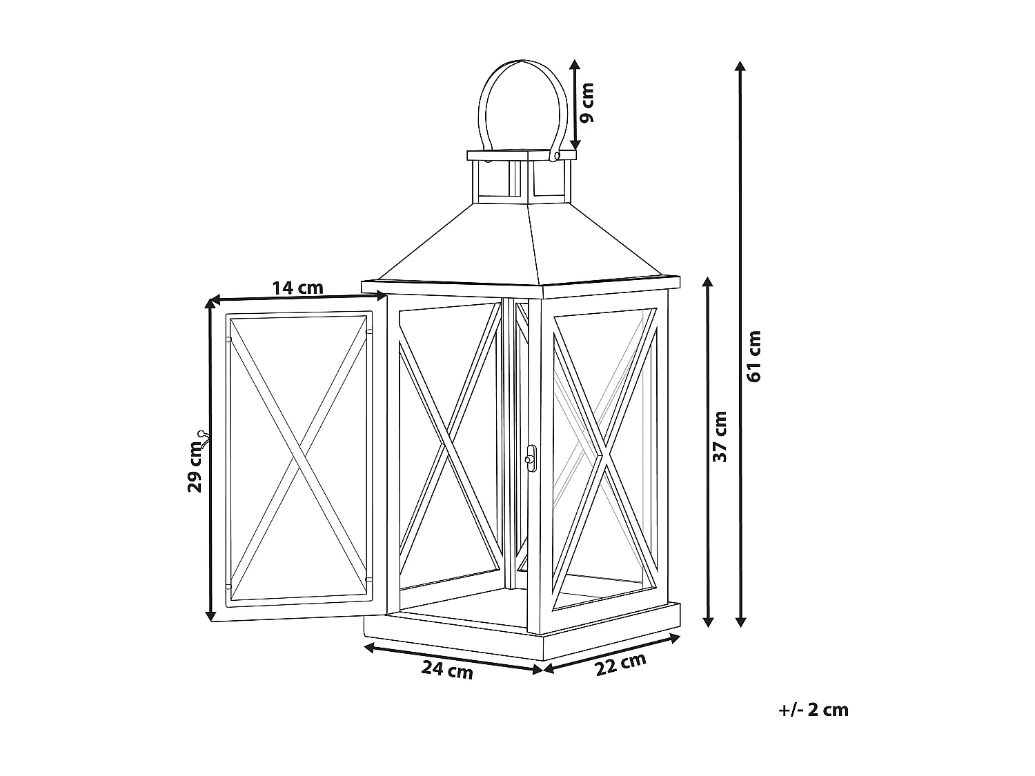 Lantaarn TELAGA Dennenhout 61 cm Lichtbruin