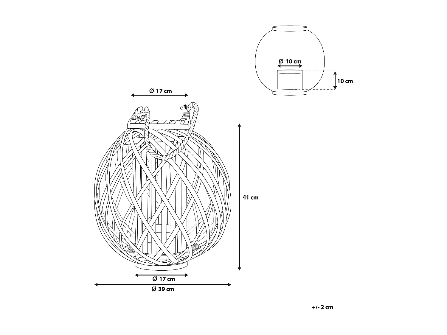 Lanterne de jardin Lanterne SAMOA Bois de saule 41 cm Naturel