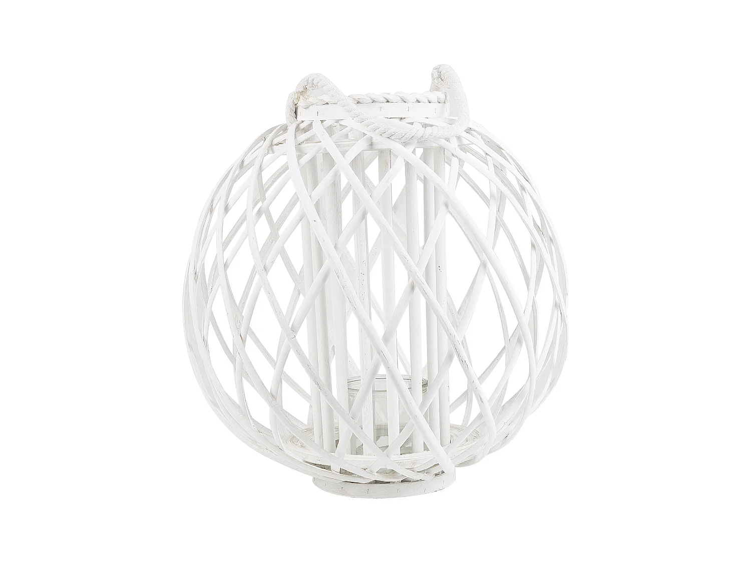 Lanterne SAMOA Bois de saule 41 cm Blanc