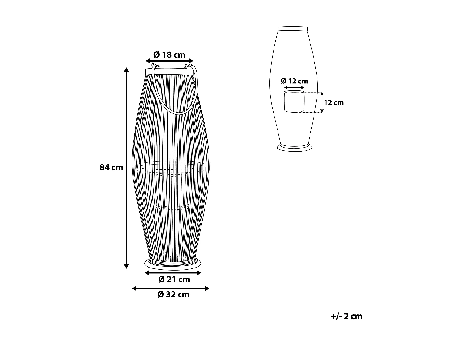 Lanterna TAHITI Legno di bambù 84 cm Naturale