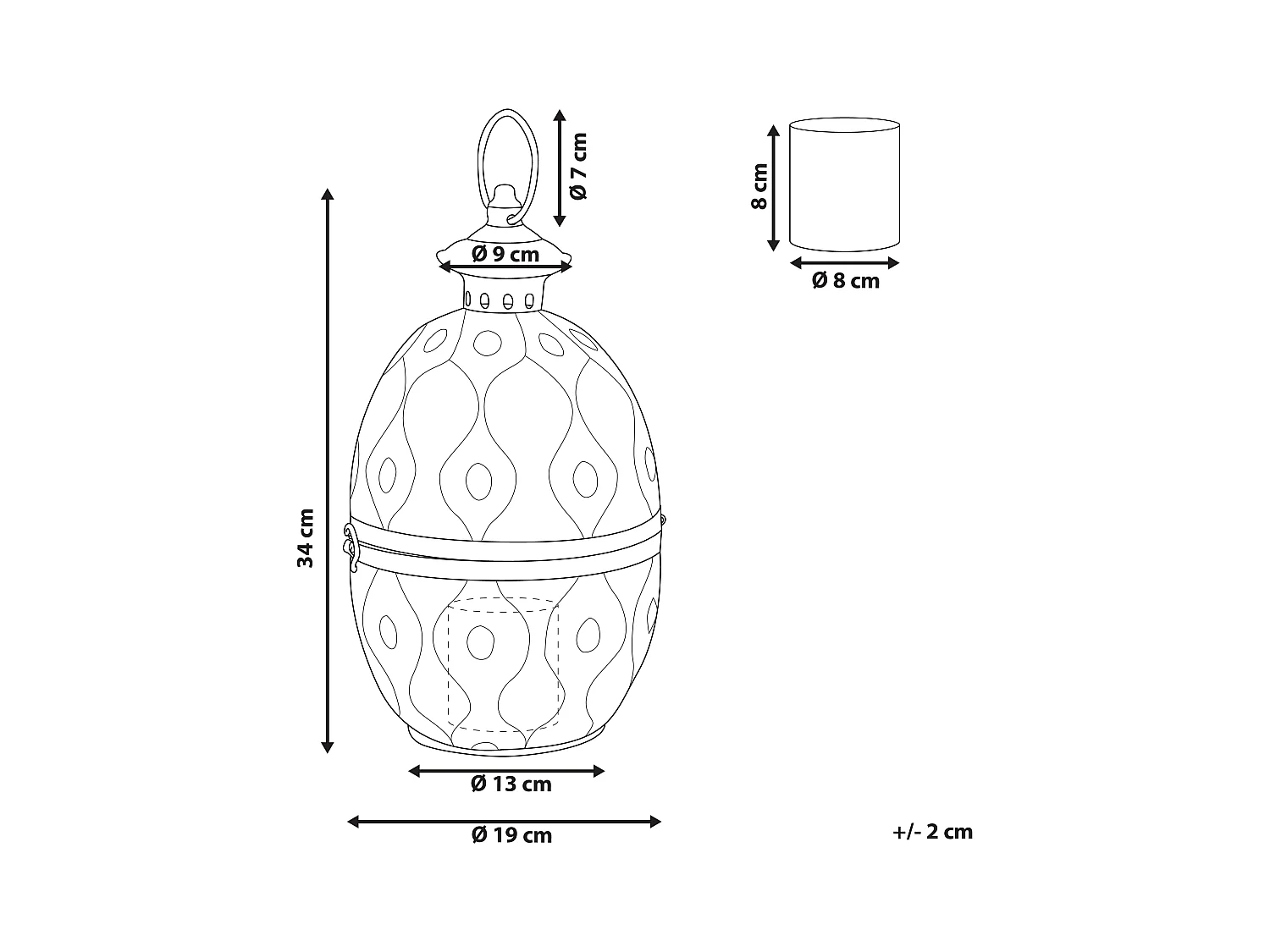 Lanterna AMORGOS Metallo 34 cm Oro
