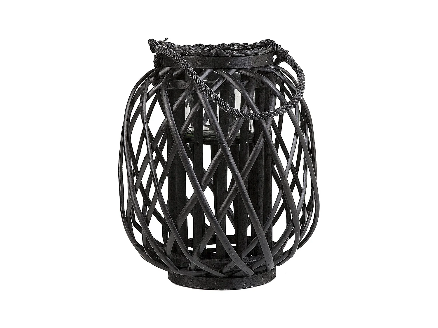 Lanterne MAURITIUS Bois de saule 30 cm Noir