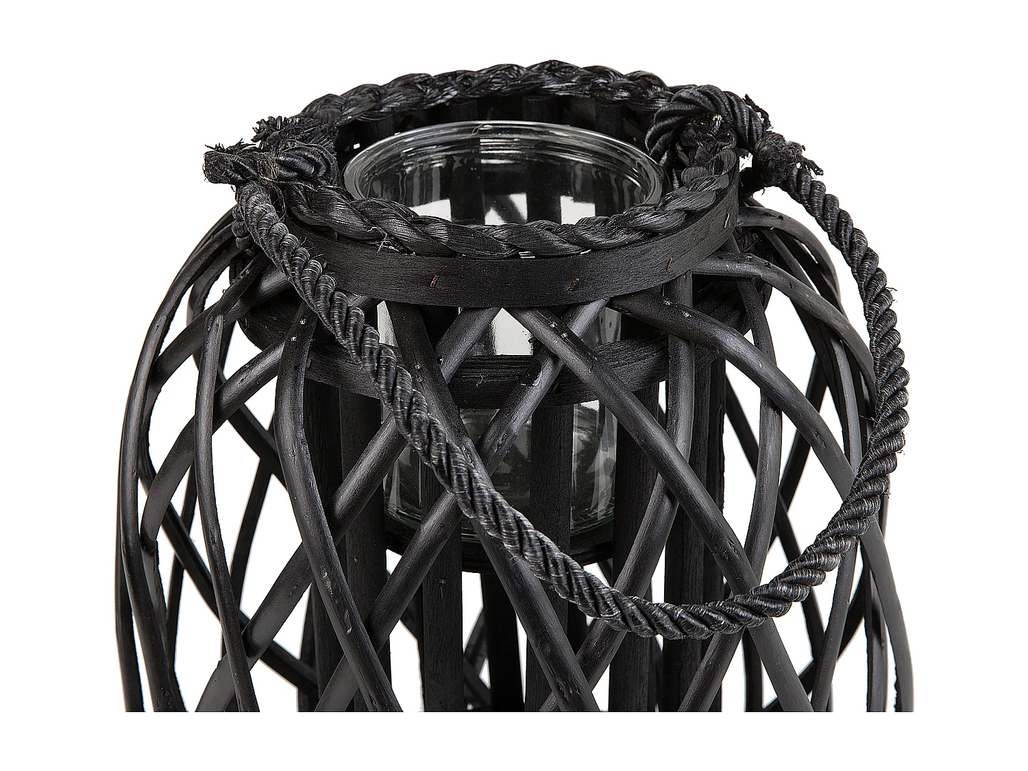 Lanterne MAURITIUS Bois de saule 30 cm Noir