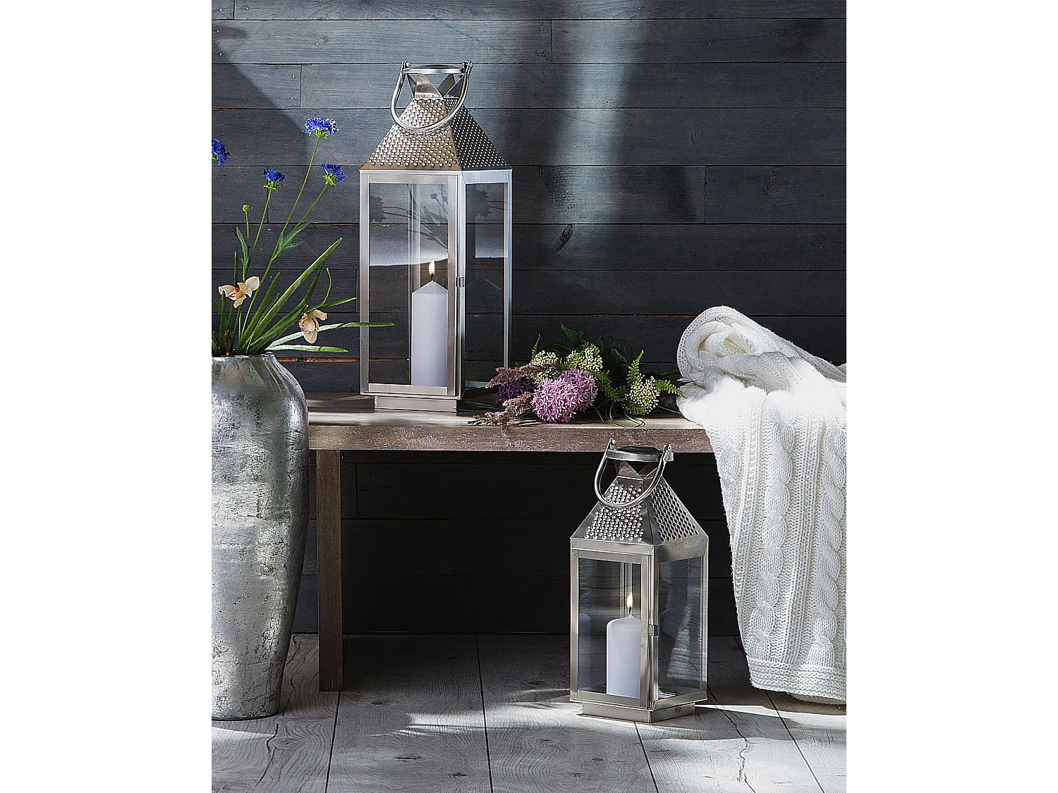 Lanterne BALI Acier inox 40 cm Argenté