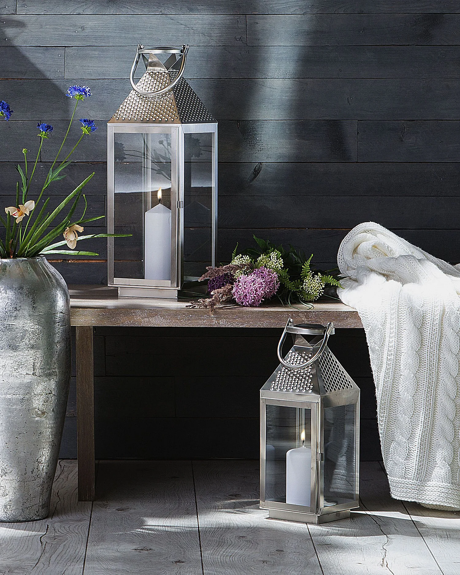 Lanterne BALI Acier inox 40 cm Argenté