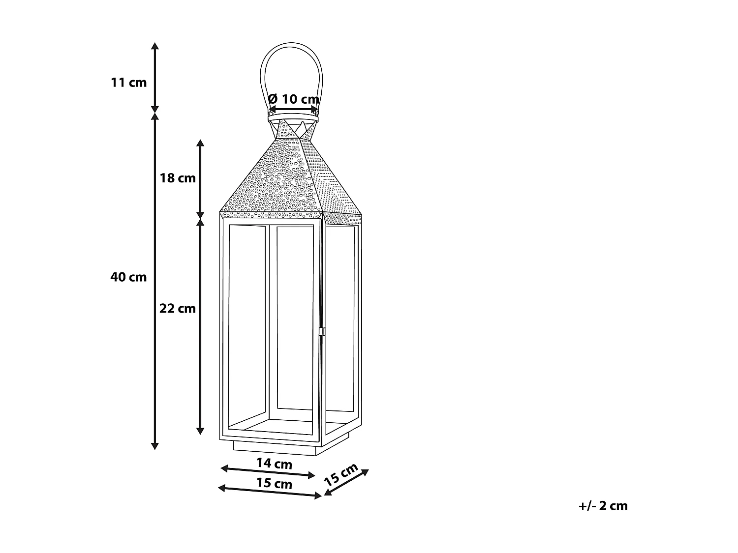 Lanterne de jardin Lanterne BALI Acier inox 40 cm Argenté