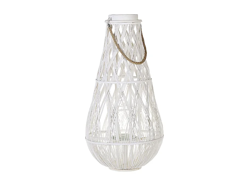 Dekolaterne Bambus/Glas weiß Höhe 77 cm Tonga