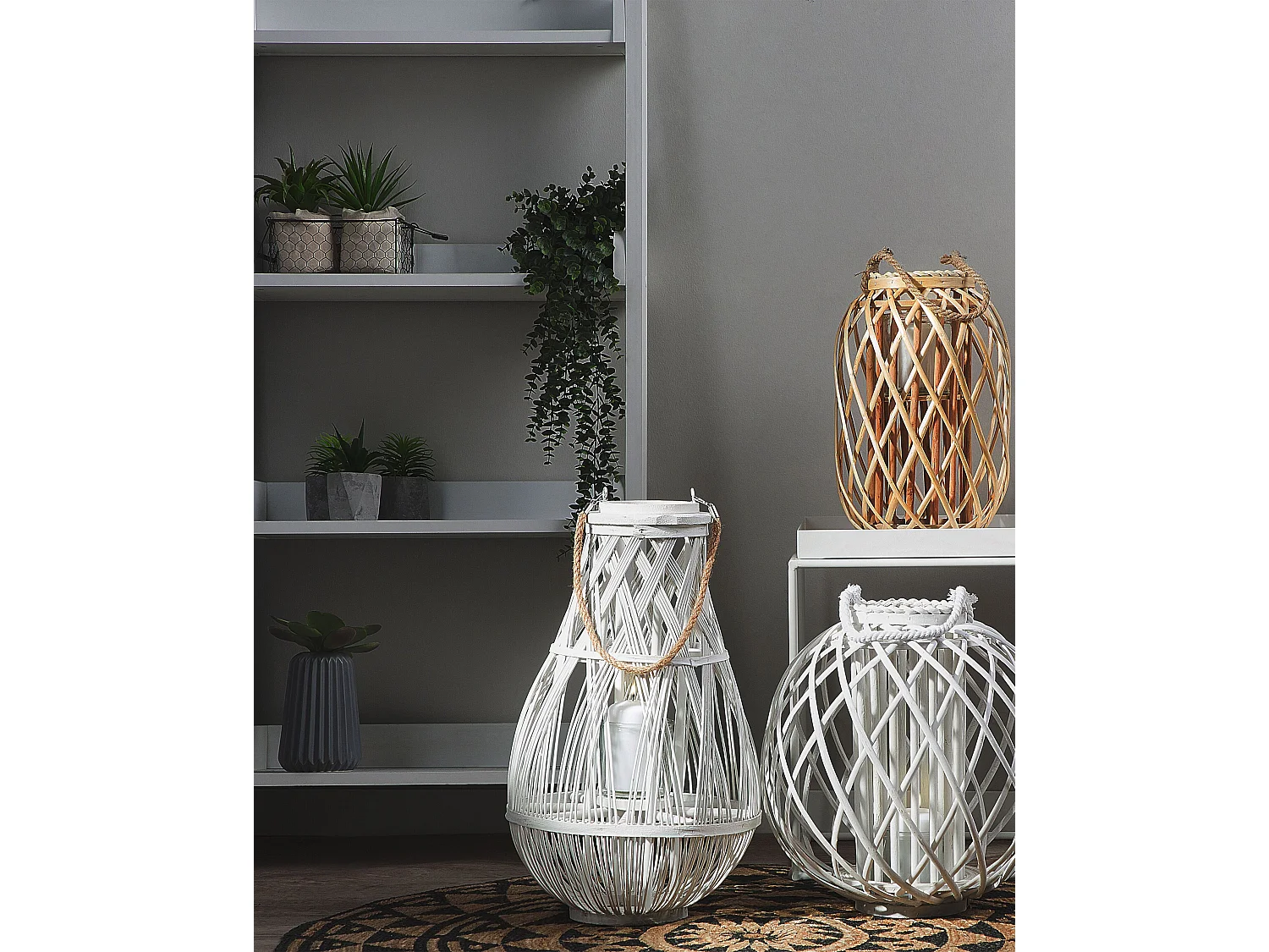 Lanterne TONGA Bambou 77 cm Blanc