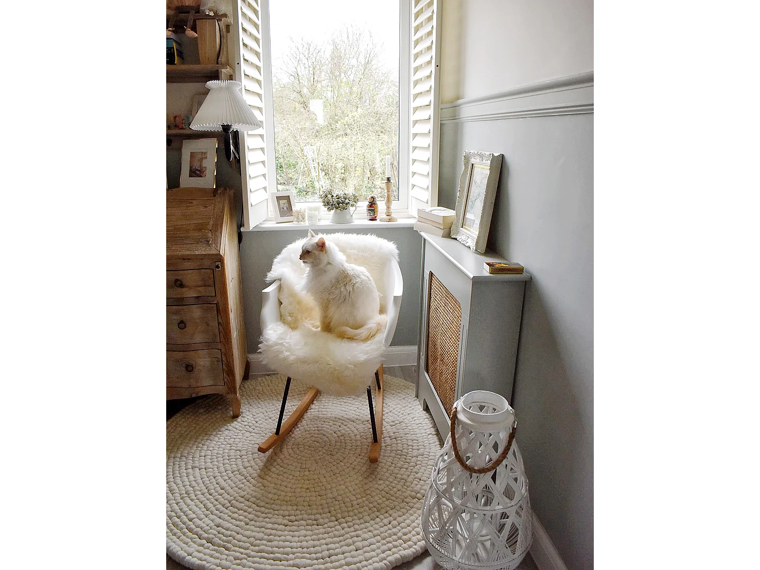 Laterne TONGA Bambusholz 77 cm Weiss