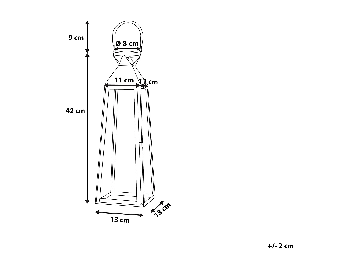 Lanterne CRETE Acier inox 42 cm Noir