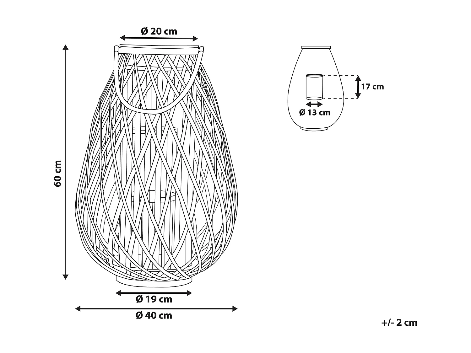 Lampion KIUSIU Drewno 60 cm Brązowy