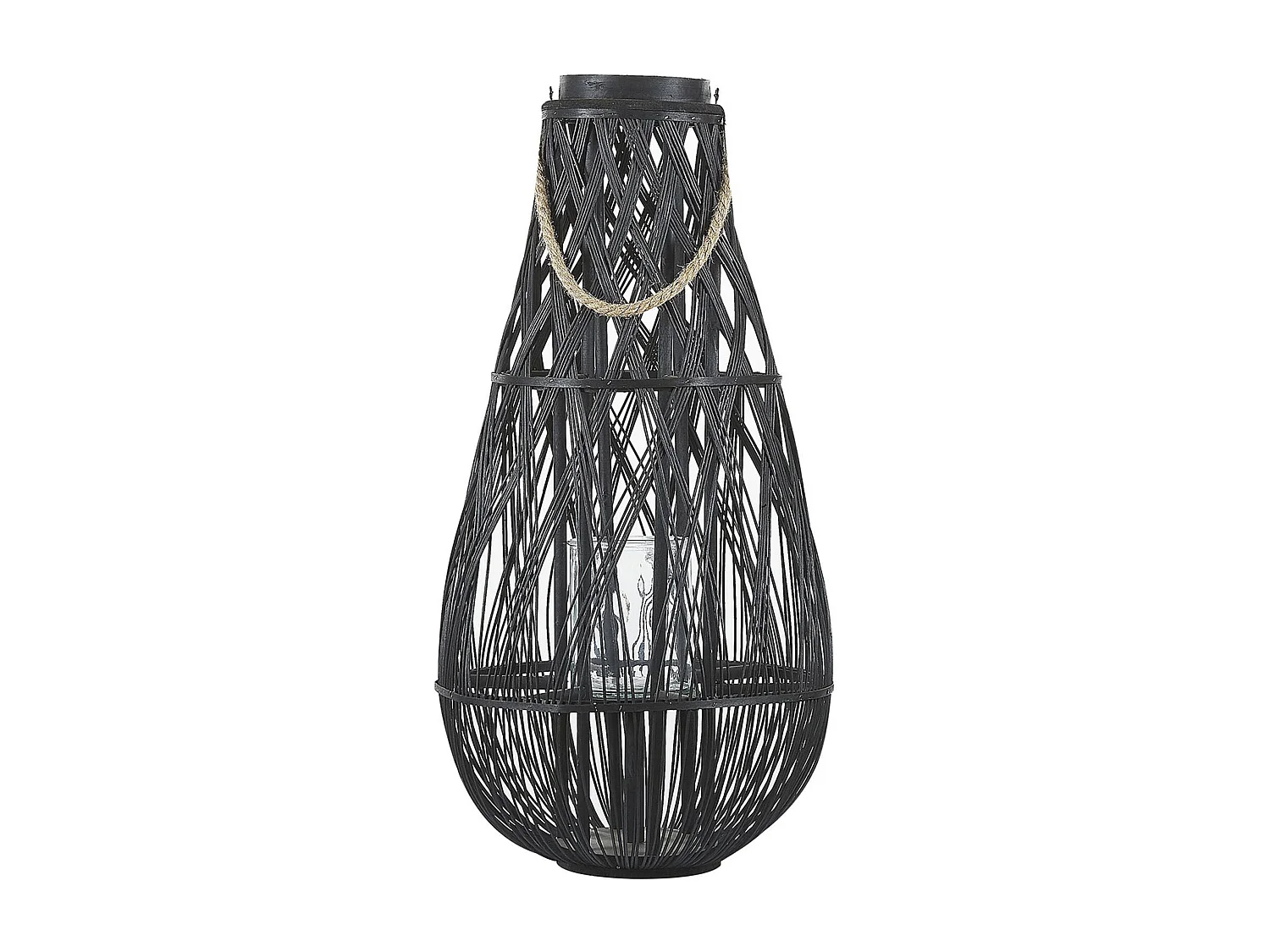 Laterne TONGA Bambusholz 77 cm Schwarz