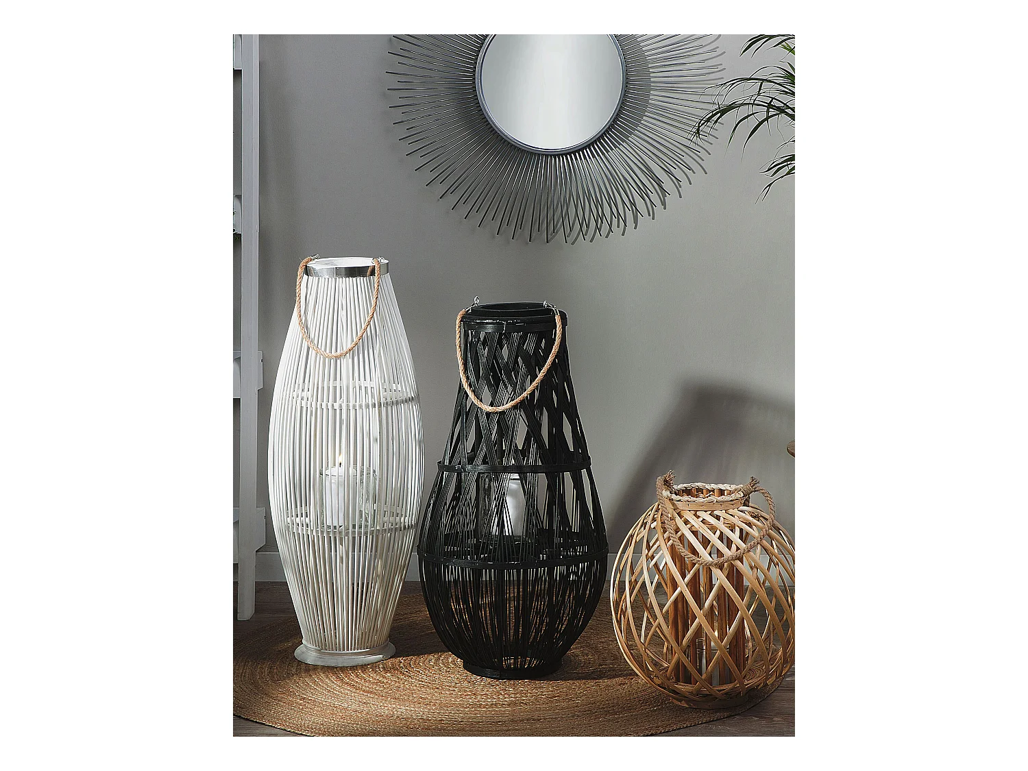 Linterna TONGA Madera de bambú 77 cm Negro