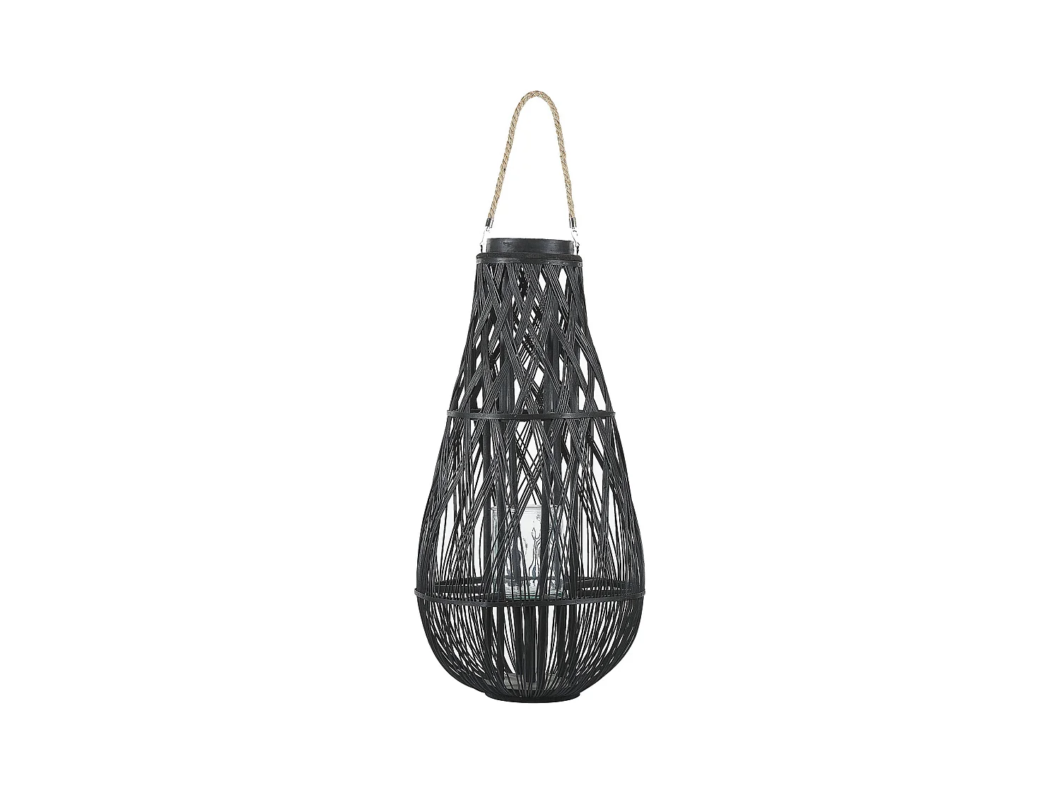 Linterna TONGA Madera de bambú 77 cm Negro