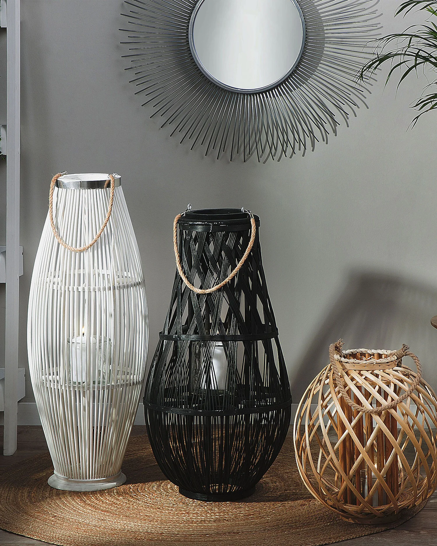 Lantaarn TONGA Bamboehout 77 cm Zwart