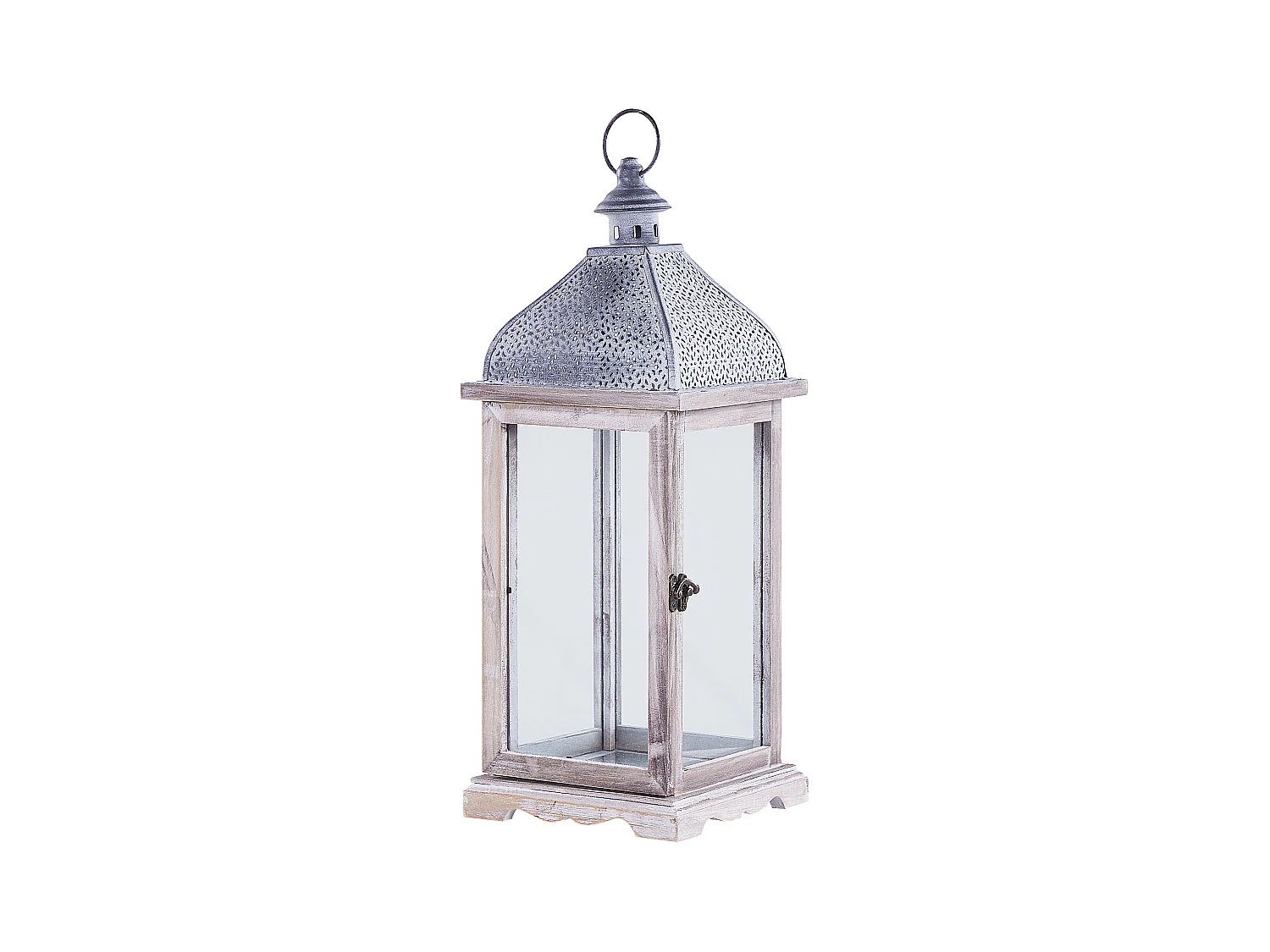 Lanterne SAMAR Bois de pin 47 cm Blanc