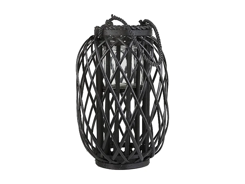 Lampion MAURITIUS Drewno 40 cm Czarny