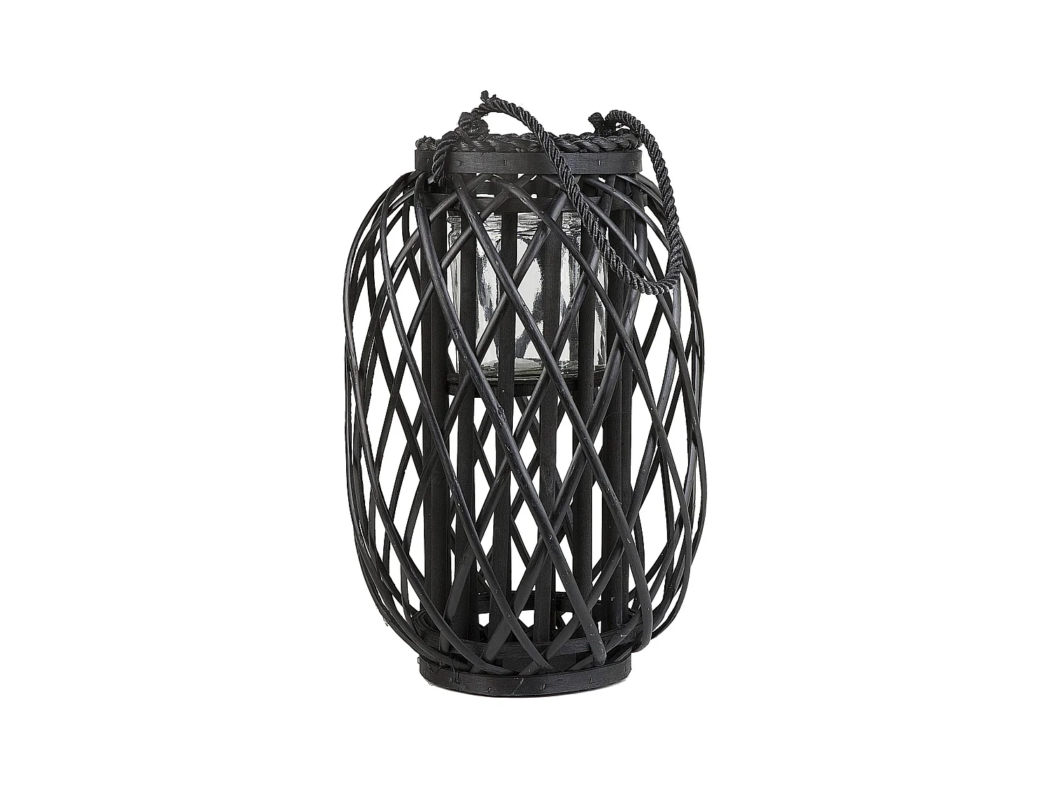 Lanterne MAURITIUS Bois de saule 40 cm Noir