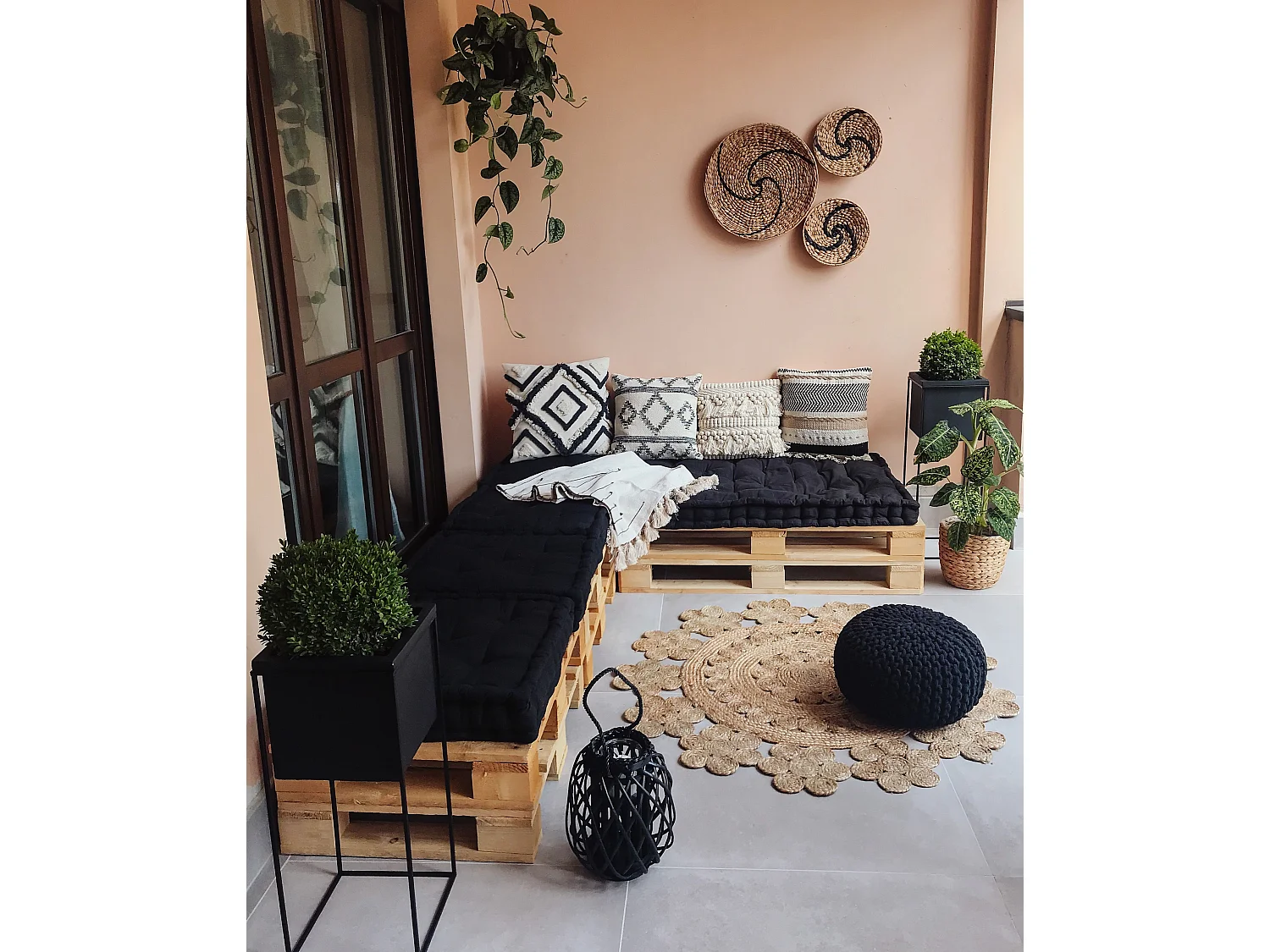 Laterne MAURITIUS Holz 40 cm Schwarz