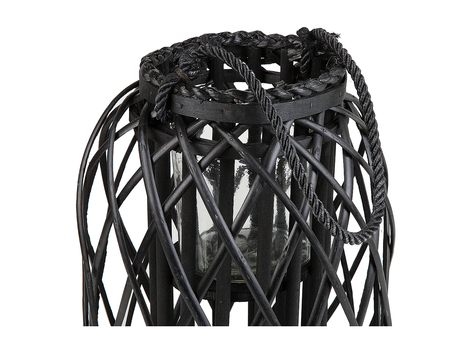 Lanterne MAURITIUS Bois de saule 40 cm Noir