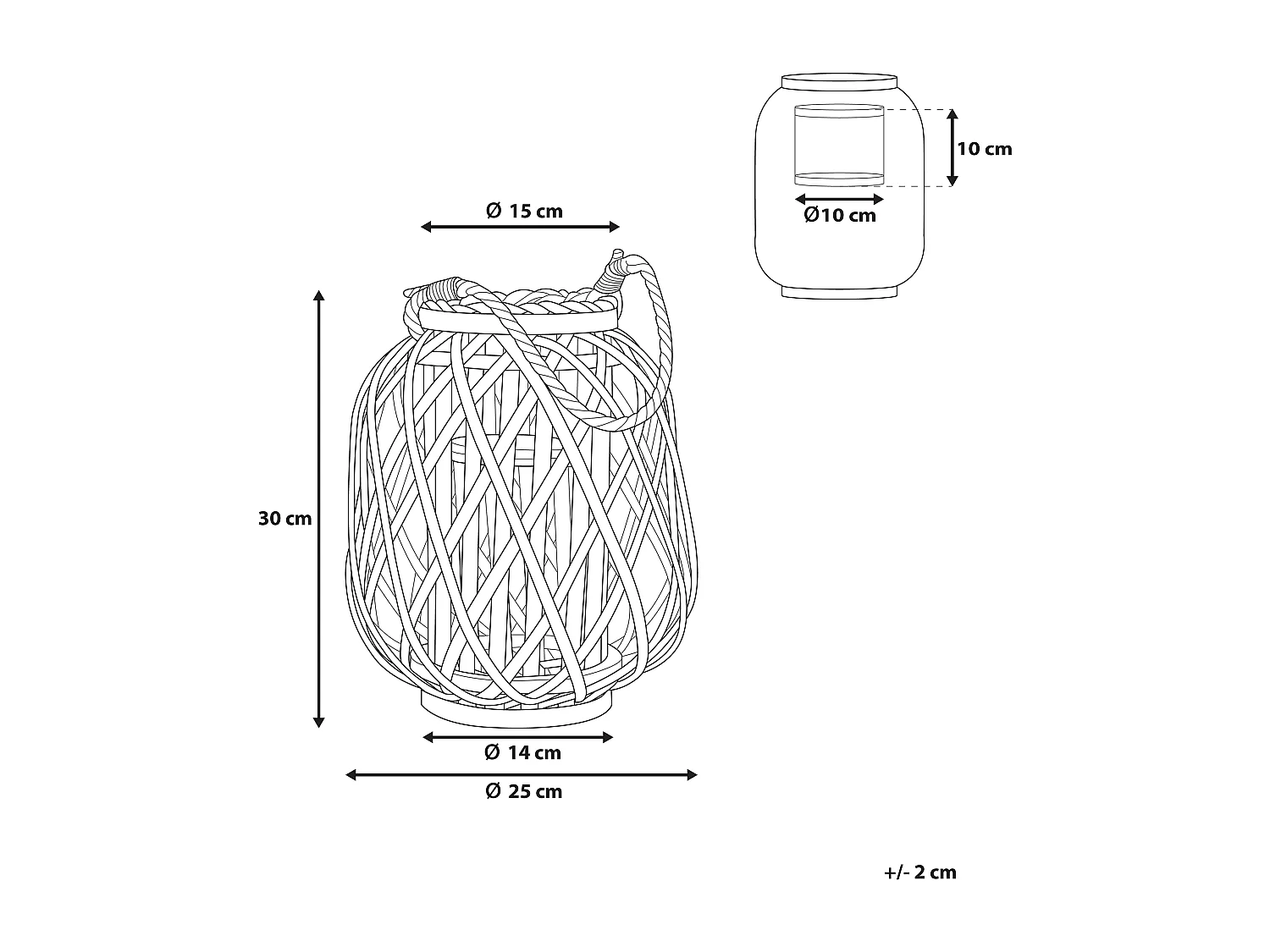 Lantaarn MAURITIUS Hout 30 cm Natuurlijk