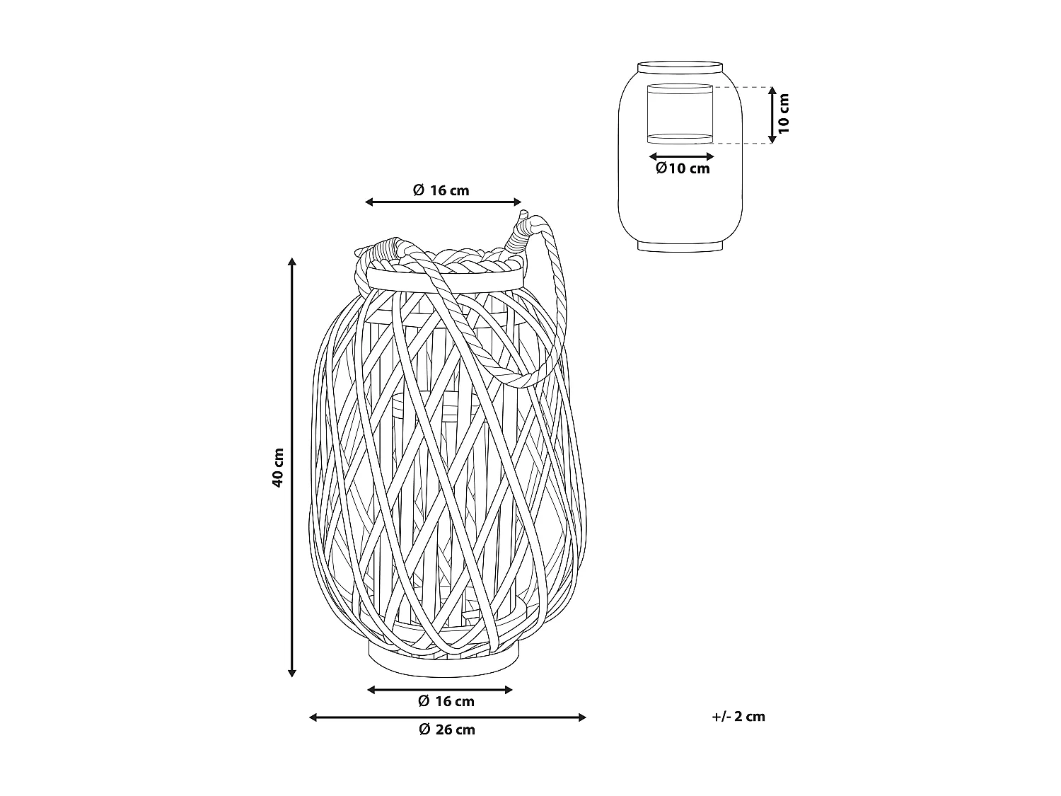 Lampion MAURITIUS Drewno 40 cm Biały