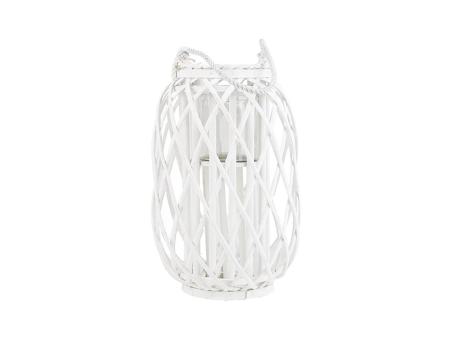 Lanterne MAURITIUS Bois de saule 40 cm Blanc