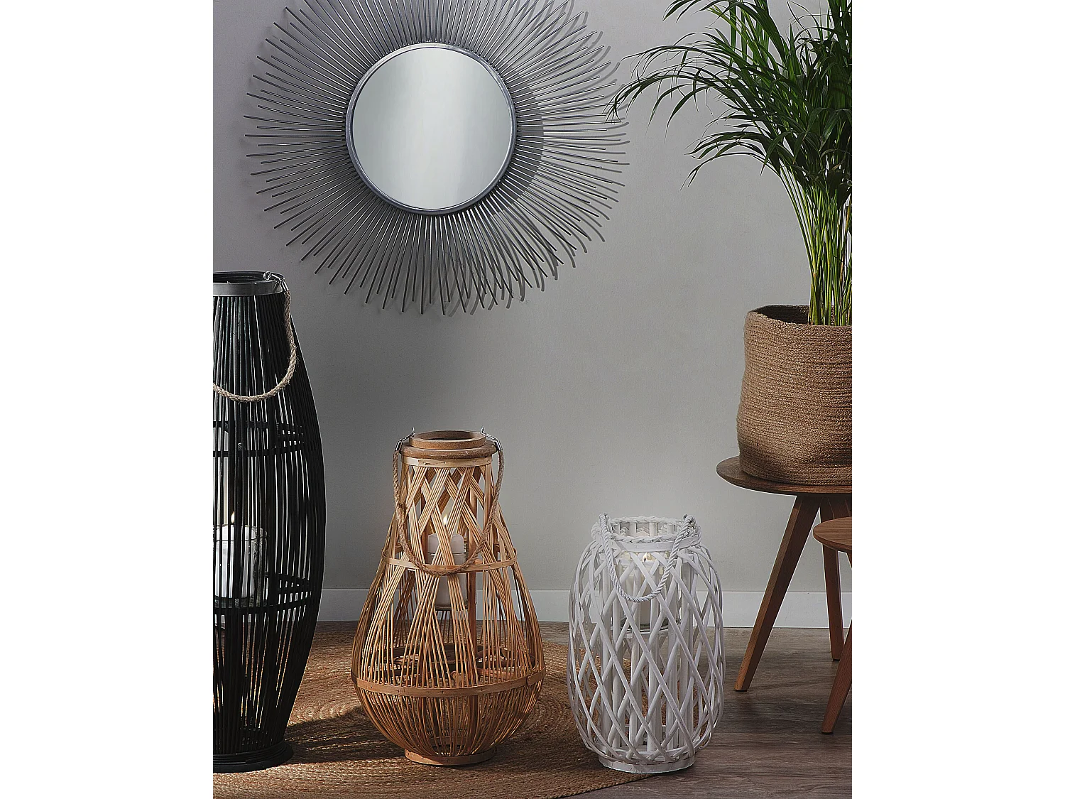 Lantaarn MAURITIUS Hout 40 cm Wit