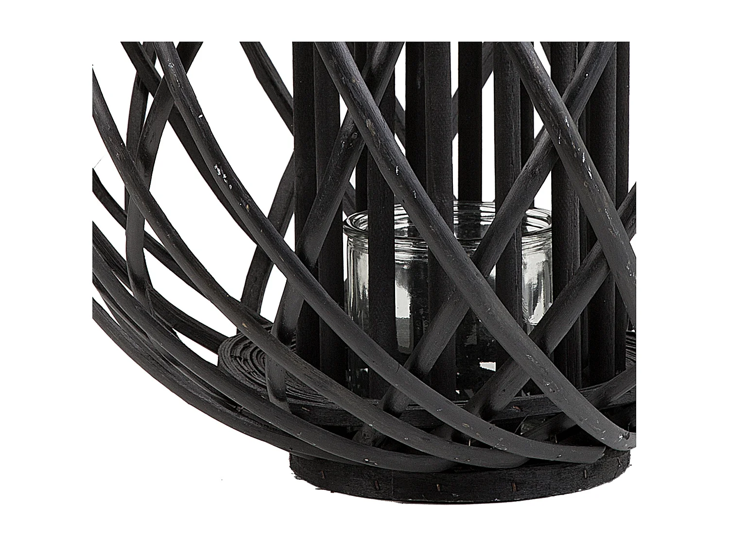 Lanterne SAMOA Bois de saule 41 cm Noir