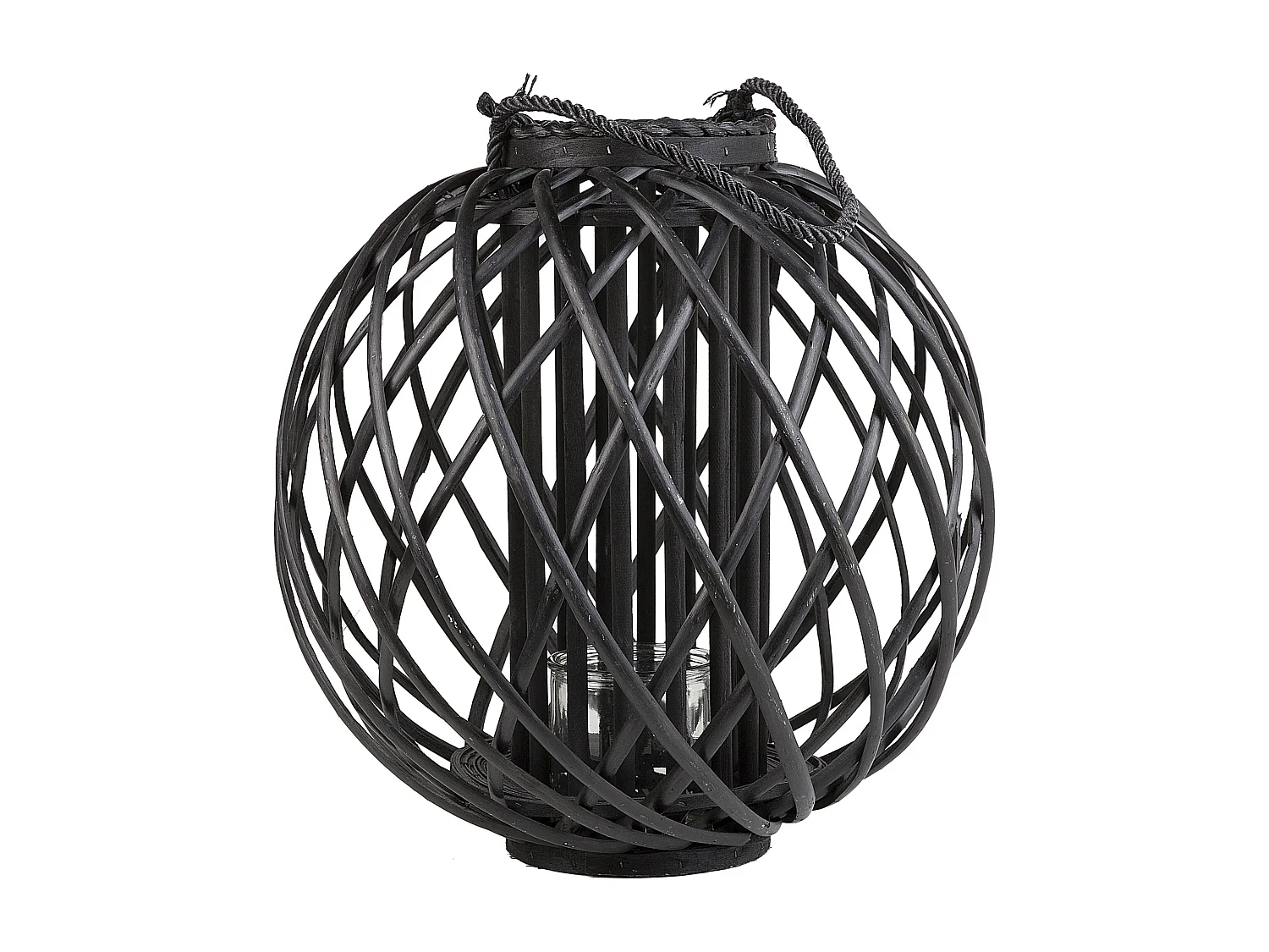 Lanterne SAMOA Bois de saule 41 cm Noir