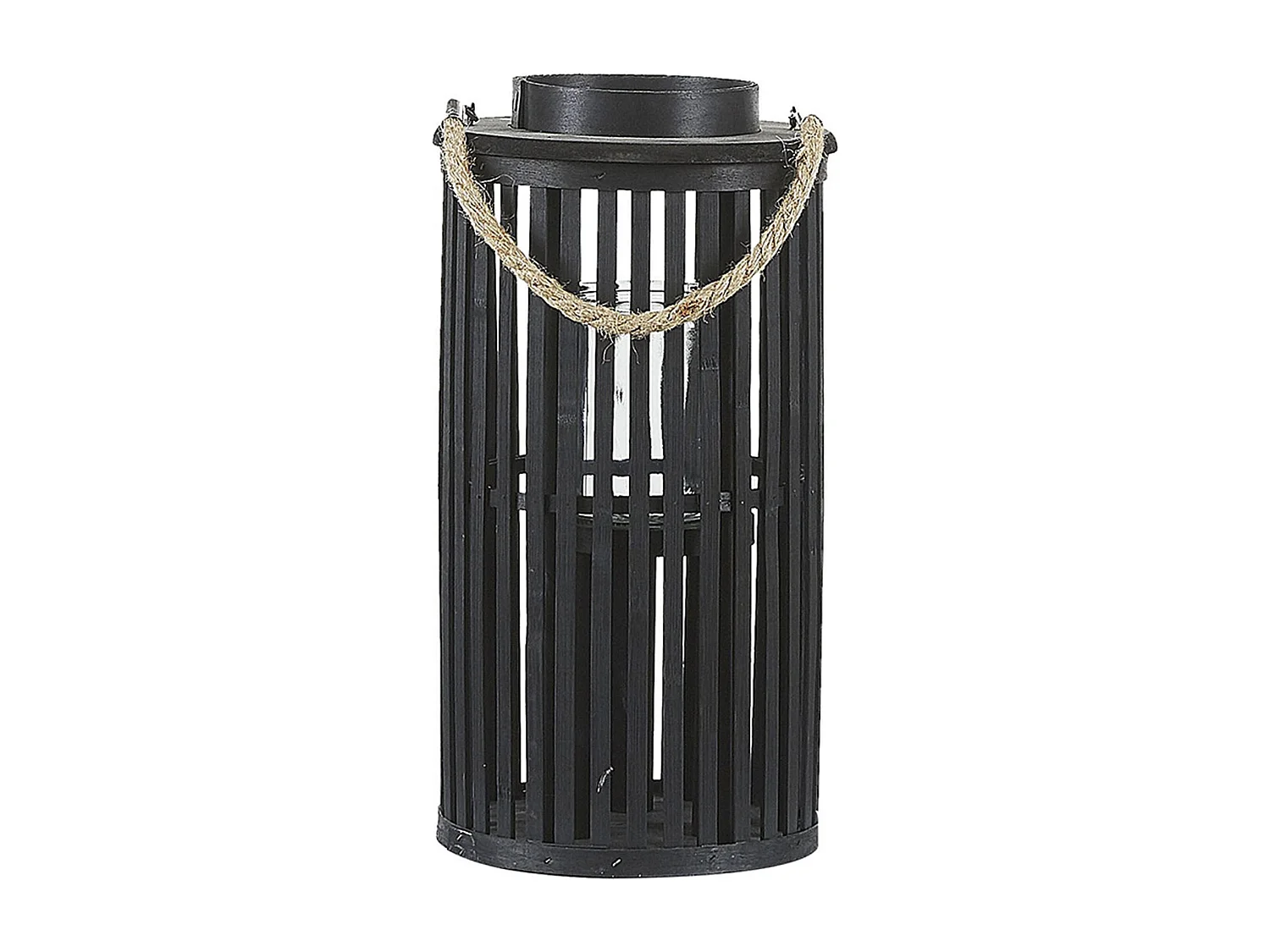 Laterne Weidenholz/Glas für Indoor und Outdoor Höhe: 40 cm schwarz Luzon