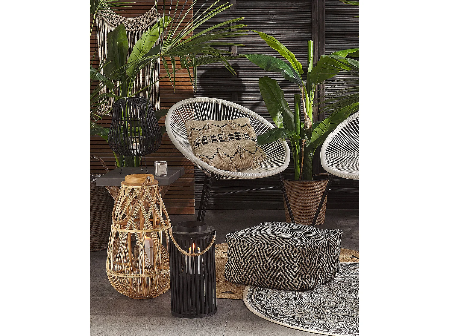 Lantern LUZON Willow Wood 40 cm Black