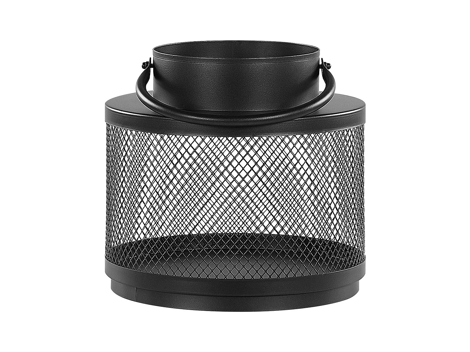Moderne Laterne schwarz aus Metall 19 cm Metallgitter und Henkel rund Yamdena