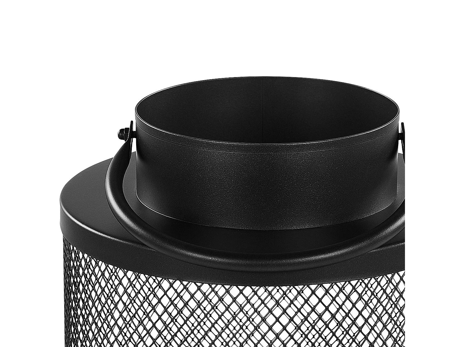 Moderne Laterne schwarz aus Metall 19 cm Metallgitter und Henkel rund Yamdena