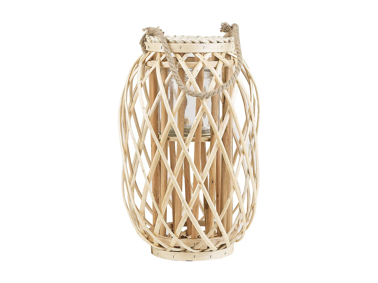 Lanterne MAURITIUS Bois de saule 40 cm Naturel