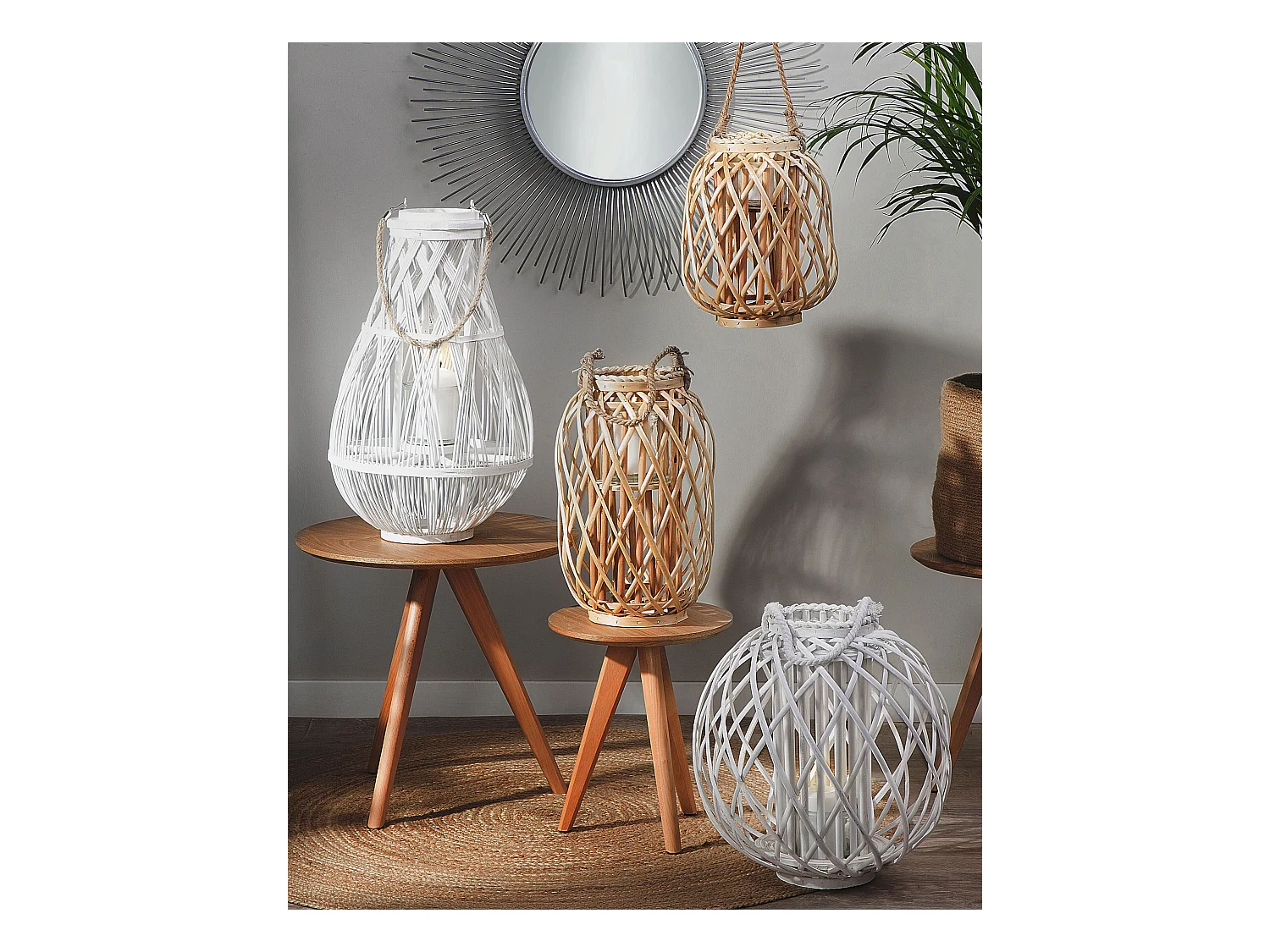 Lanterne MAURITIUS Bois de saule 40 cm Naturel