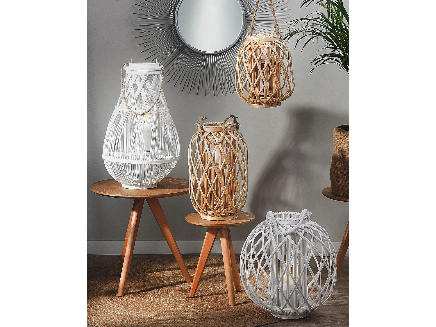 Lanterne MAURITIUS Bois de saule 40 cm Naturel