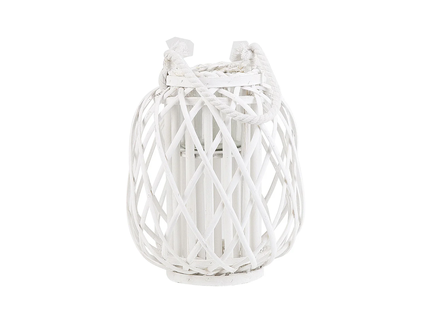 Lanterne MAURITIUS Bois de saule 30 cm Blanc