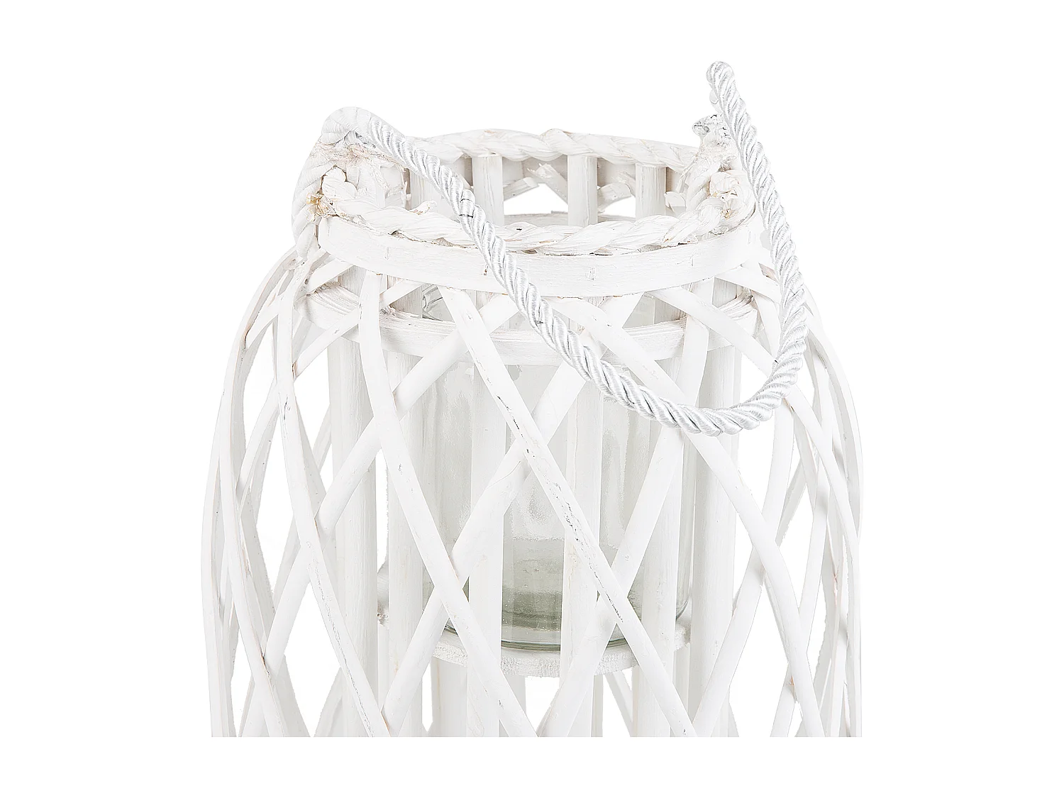 Lanterne MAURITIUS Bois de saule 30 cm Blanc