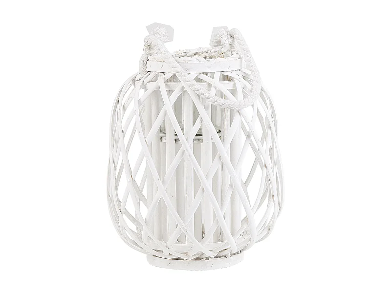 Lantaarn MAURITIUS Hout 30 cm Wit