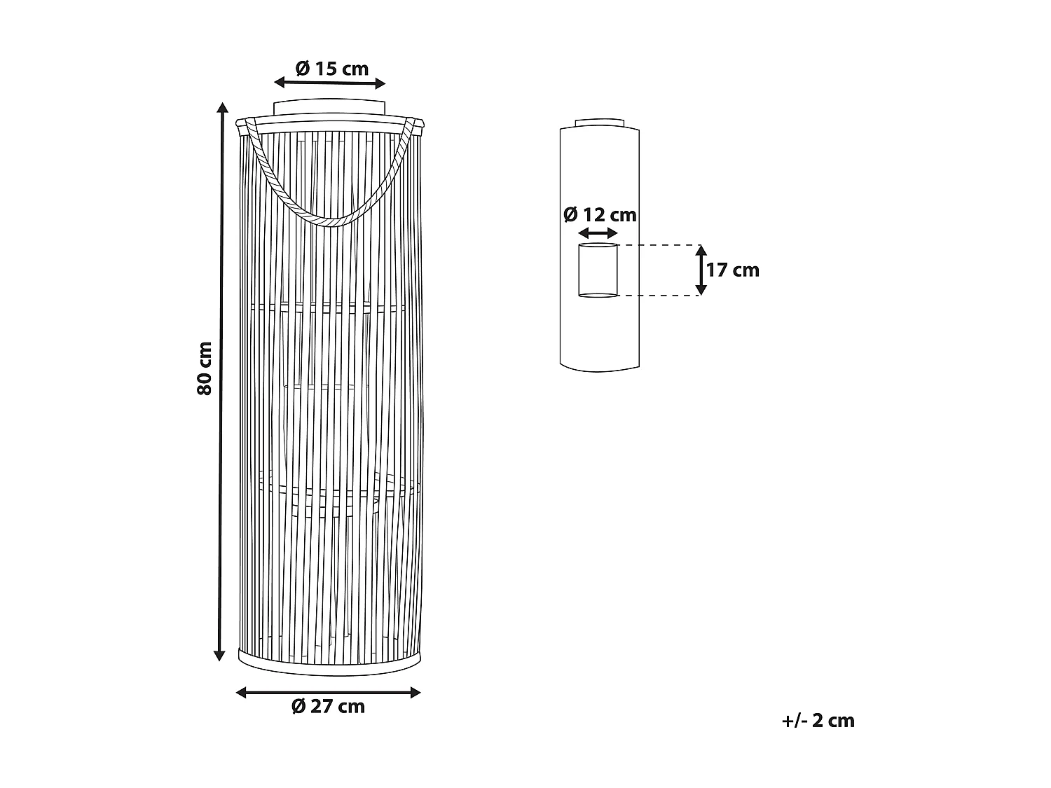 Linterna LUZON Madera 80 cm Negro