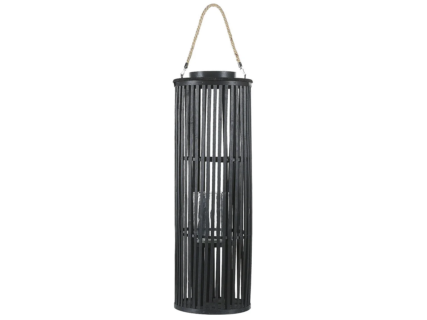 Lantern LUZON Willow Wood 80 cm Black