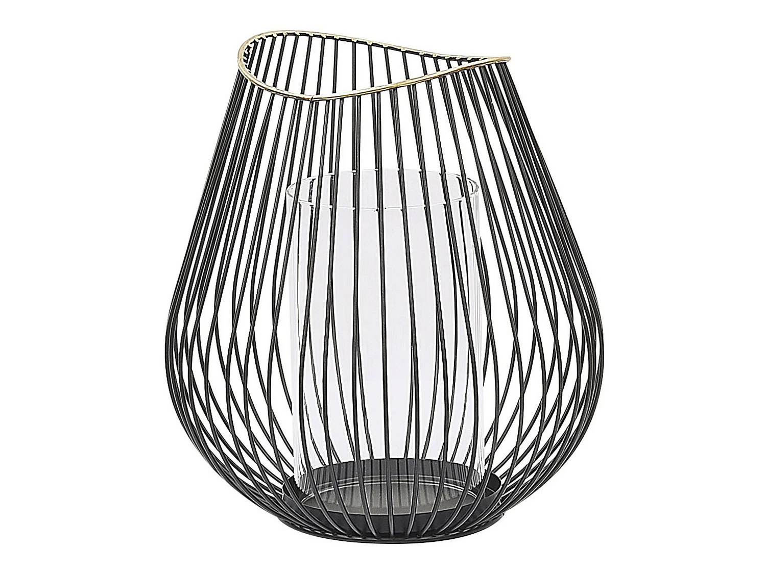 Laterne Schwarz aus Metallstreben mit Glaseinsatz Industrie Look Thurston