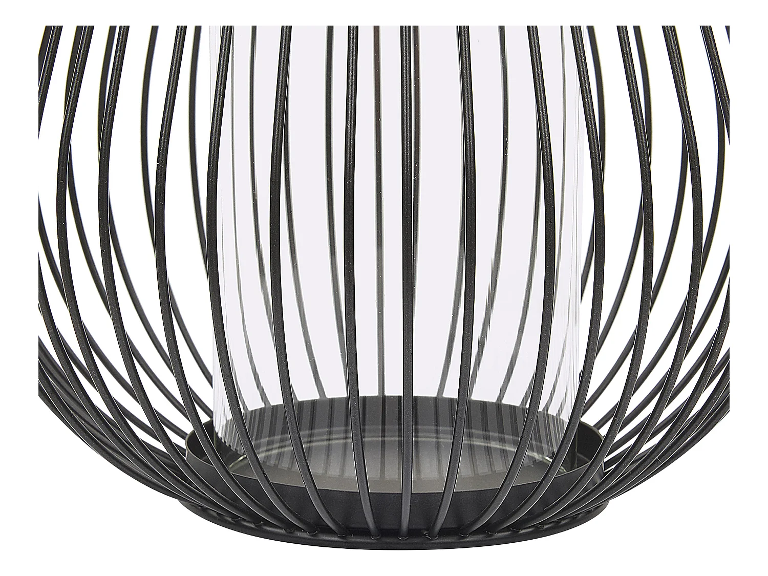 Laterne Schwarz aus Metallstreben mit Glaseinsatz Industrie Look Thurston