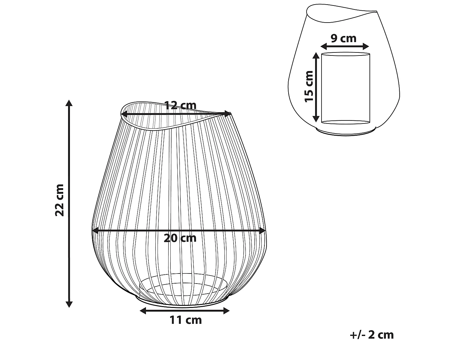 Lampion THURSTON Metal 22 cm Czarny