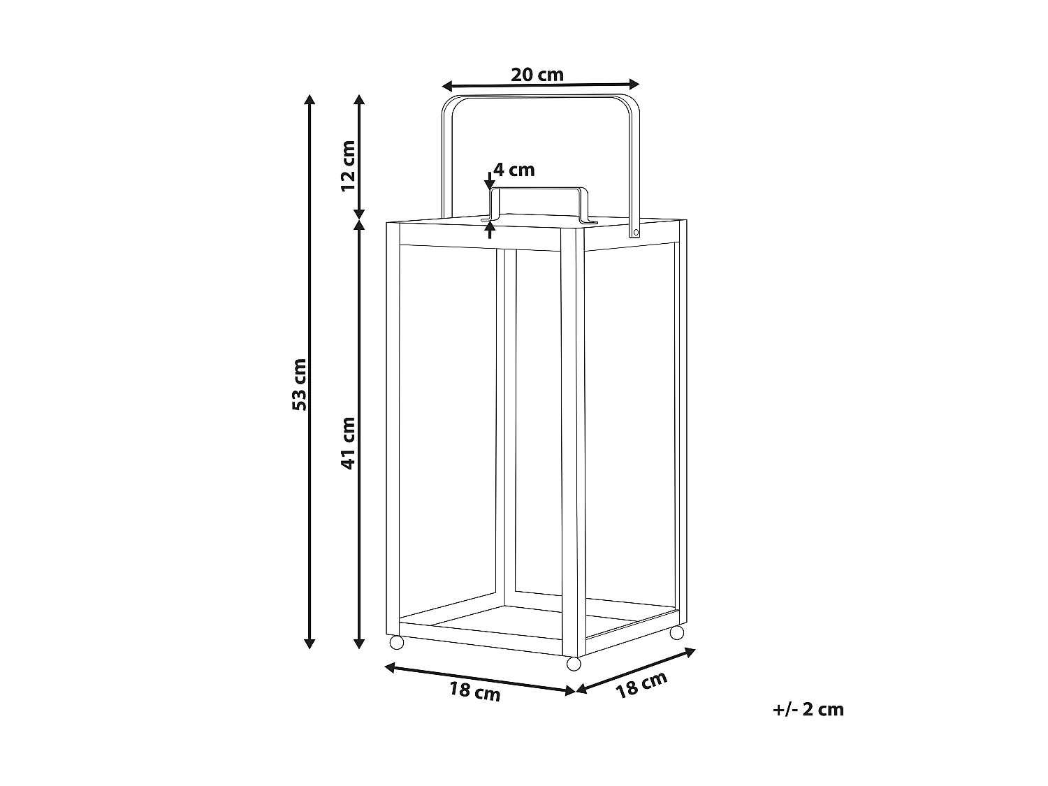 Lantaarn LEPAR Metaal 41 cm Zwart