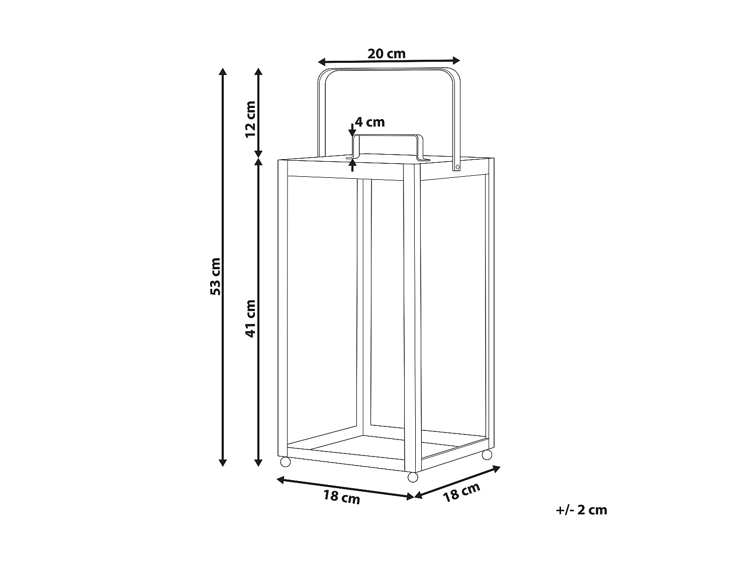 Lantaarn LEPAR Metaal 41 cm Zwart