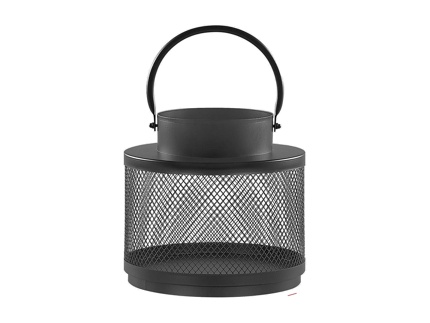Moderne Laterne schwarz aus Metall 24 cm Metallgitter und Henkel rund Yamdena