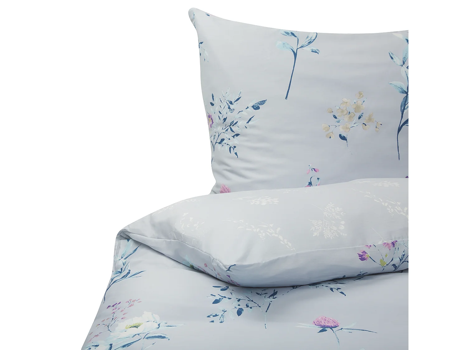 Ensemble de housses de couette EVERGREEN Satin de coton 220 x 240 cm Bleu clair