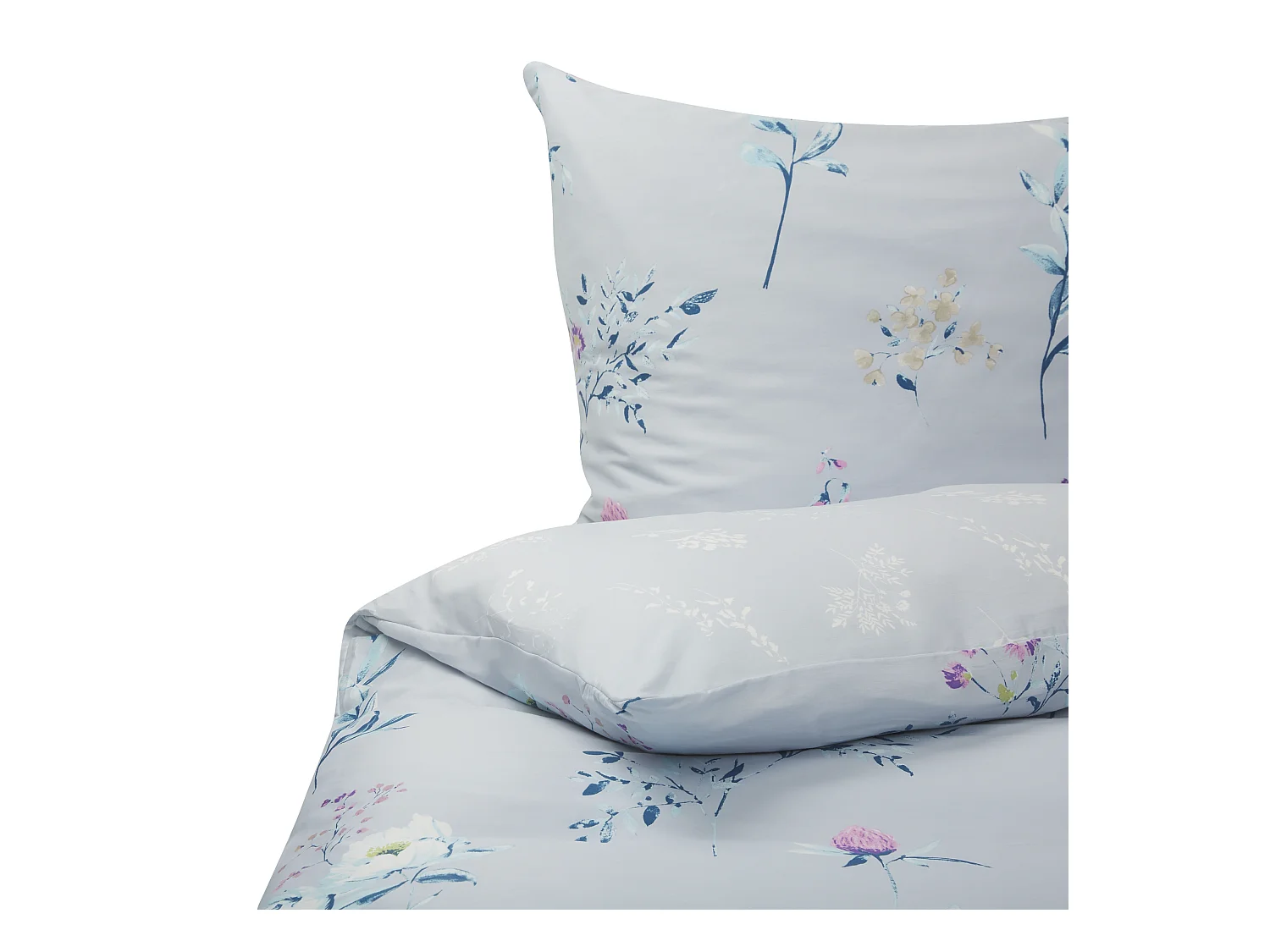Bettwäsche Set hellblau 3-teilig Komfortgröße 220x240 cm mit Knöpfen Evergreen